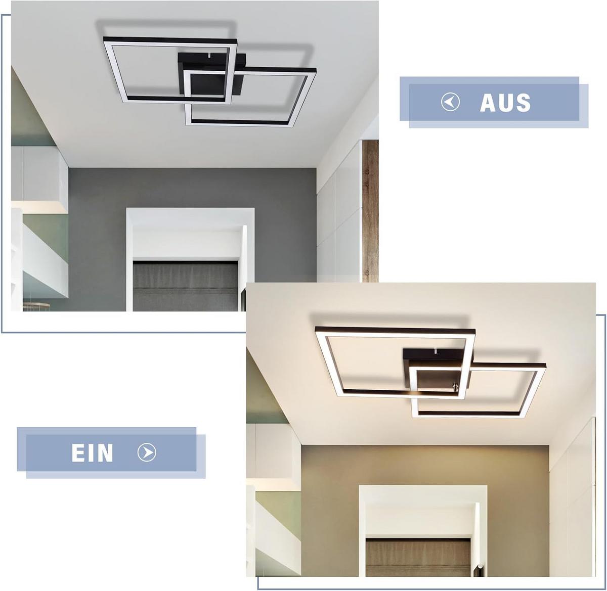 LED-DECKENLEUCHTE Korngast 46.1/5.8/46.1 cm - Schwarz, Metall (46.1/46.1/5.8cm) - ZMH