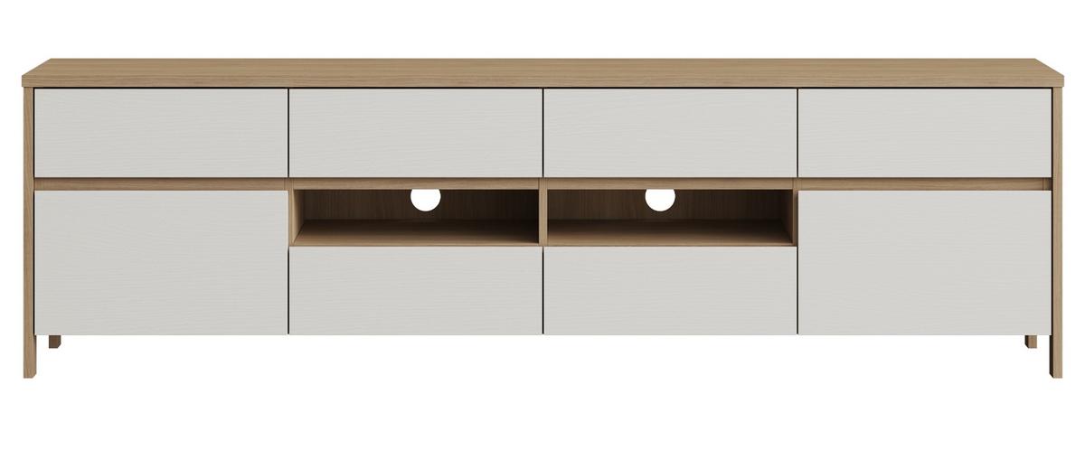 TV-LOWBOARD weiß, Eiche, TV Unterteil skandinavisch 193 cm, Soft-Close, Finnes - Eichefarben/Weiß, Holzwerkstoff/Metall (193/58/39cm) - Furn.Design
