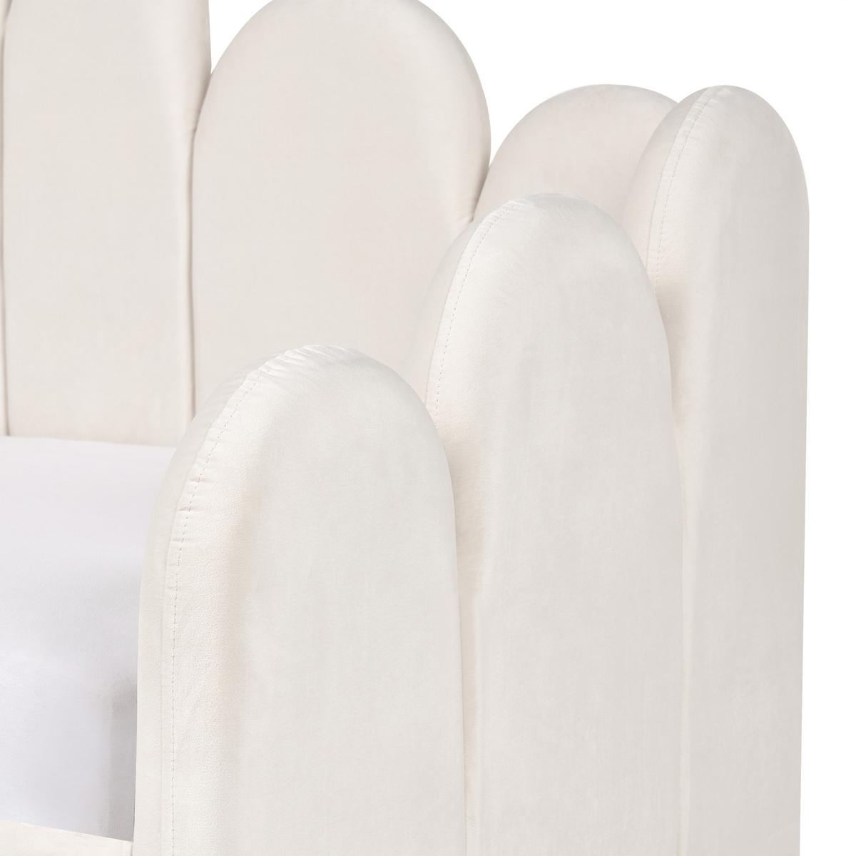 BETT mit Stauraum 90/200 cm Samtstoff Hellbeige Polignac - Beige, Textil (90/200cm) - Beliani