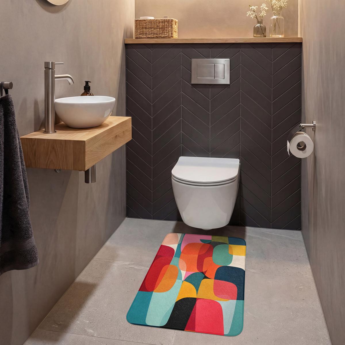WC-VORLEGER Formen - Bunt - Abstrakt - Flugzeuge WC Teppich 50x80 cm - Multicolor, Textil (50/1cm) - OnlyWow
