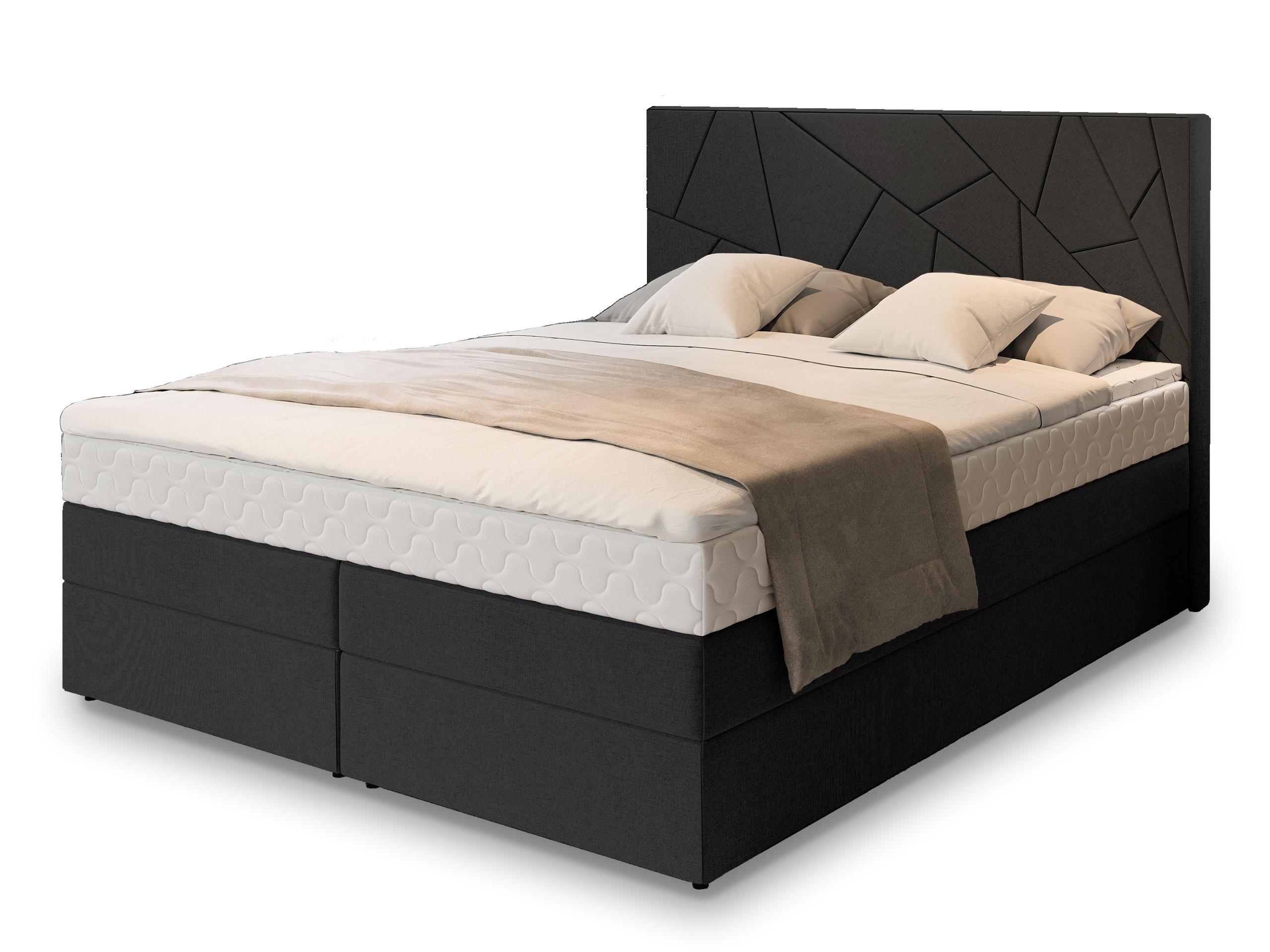 BOXBETT TRANI 180x200 cm mit Matratze und Topper - Schwarz - Schwarz, Holz (180/200cm) - MASSENO