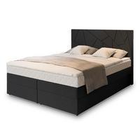 BOXBETT TRANI 180x200 cm mit Matratze und Topper - Schwarz - Schwarz, Holz (180/200cm) - MASSENO