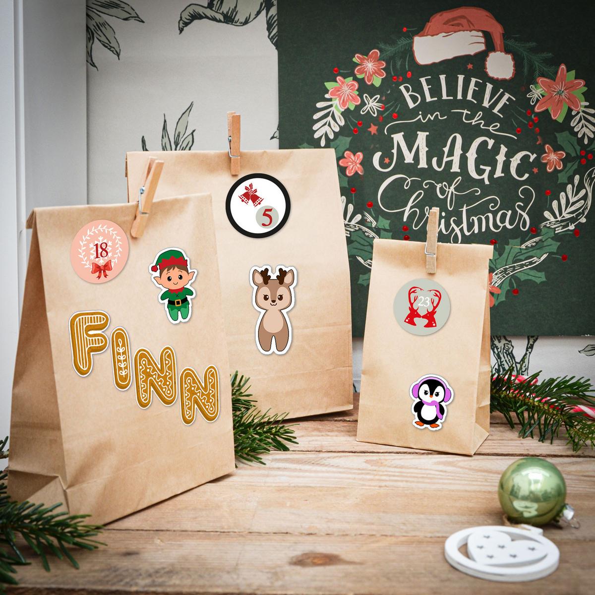 ADVENTSKALENDER zum Selbstbefüllen, 24 Papiertüten - Braun, Papier (13/8/24cm) - Dunedesign