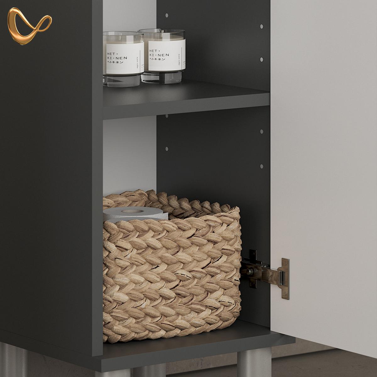 BADMÖBEL-SET Fucino Anthrazit 4 Teile, mit Midischränke - Anthrazit, Holzwerkstoff (80/54/32cm) - Livinity®