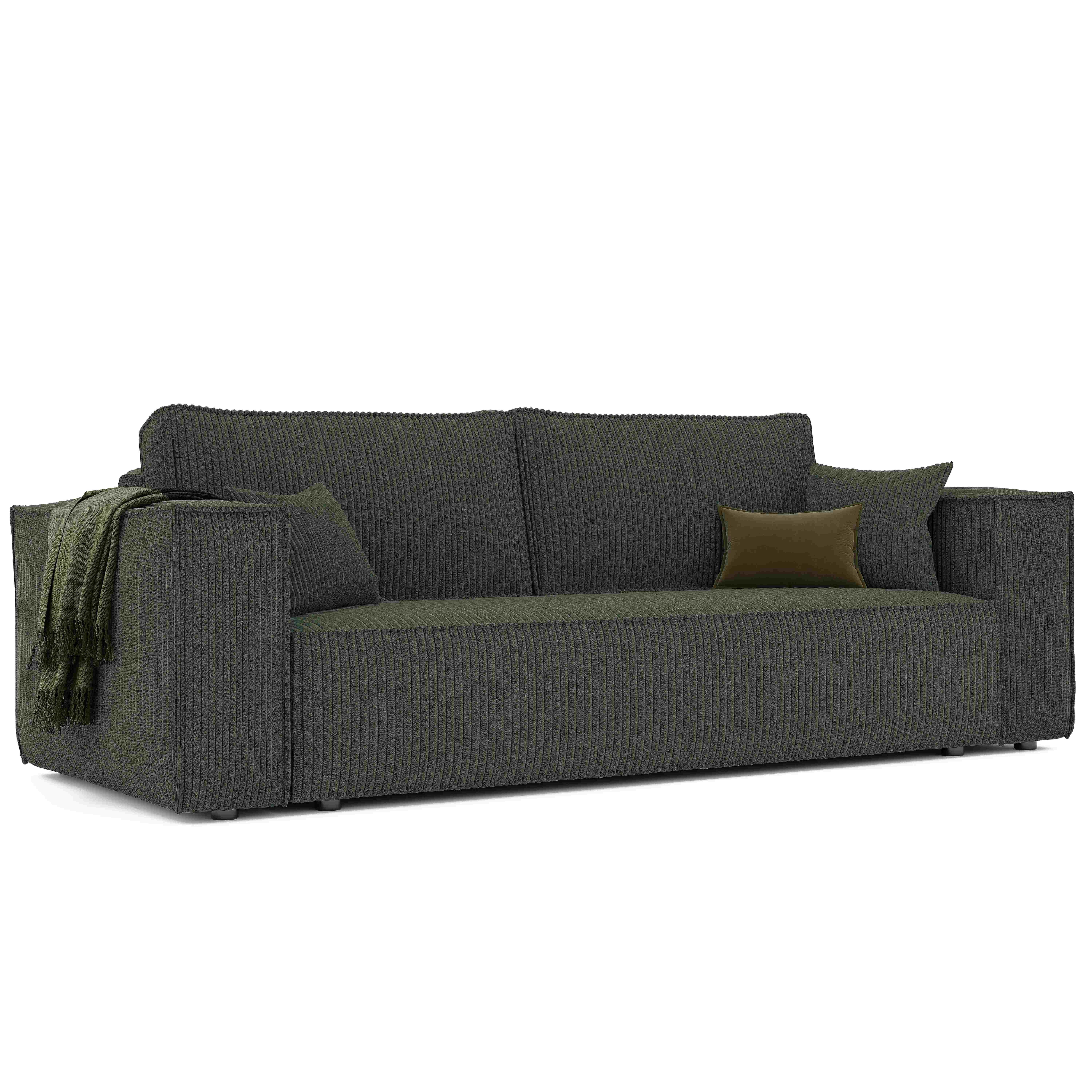 SOFA mit Schlaffunktion und Bettkasten, Grün - Grün, Holzwerkstoff/Textil (240/84/105cm) - Idohome