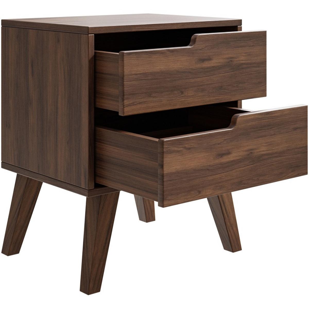 NACHTTISCH Norel mit 2 Schubladen, Links, Walnuss - Walnussfarben, Holz/Holzwerkstoff (45/55/35cm) - Beautysofa