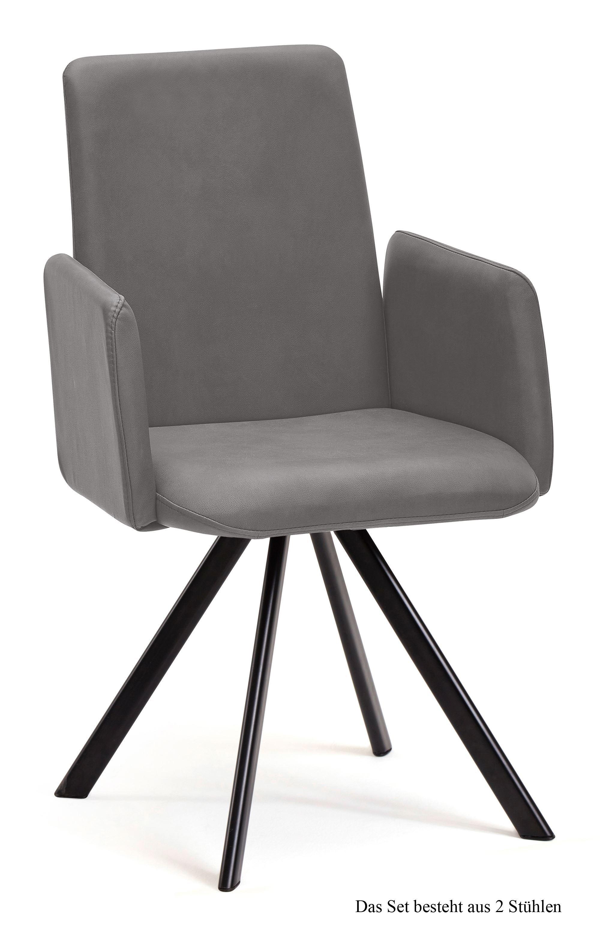 ARMLEHNSTUHL (2er-Set) Daune 52x92x60 Schwarz/Grau - Schwarz/Grau, Kunststoff (60/92/52cm) - 58aufmkessel