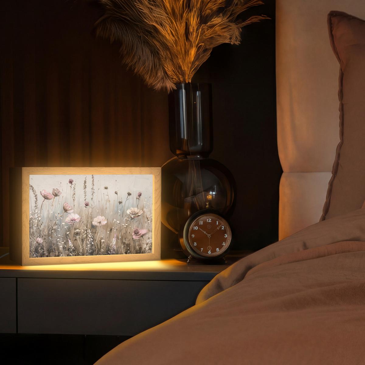 TISCHLEUCHTE Blumen - Rosa - Modern - Beige 30x20 cm - Akaziefarben, Holzwerkstoff (8/30/20cm) - OnlyWow