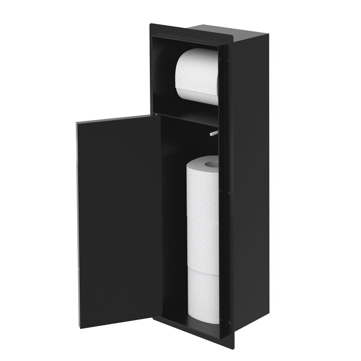 UNTERPUTZ-SCHRANKMODUL WC aus Edelstahl Schwarz matt 60x20x14 cm - Schwarz, Metall (14/60/20cm) - LuxeBath
