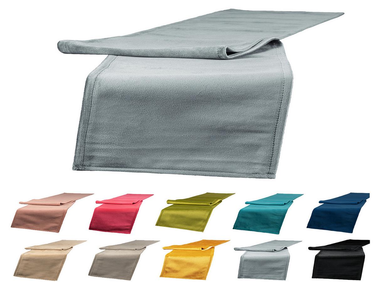 TISCHLÄUFER Samt&Sonders stein-grau 140/40 cm - Grau, Textil (40/140cm) - beties Heimtextil