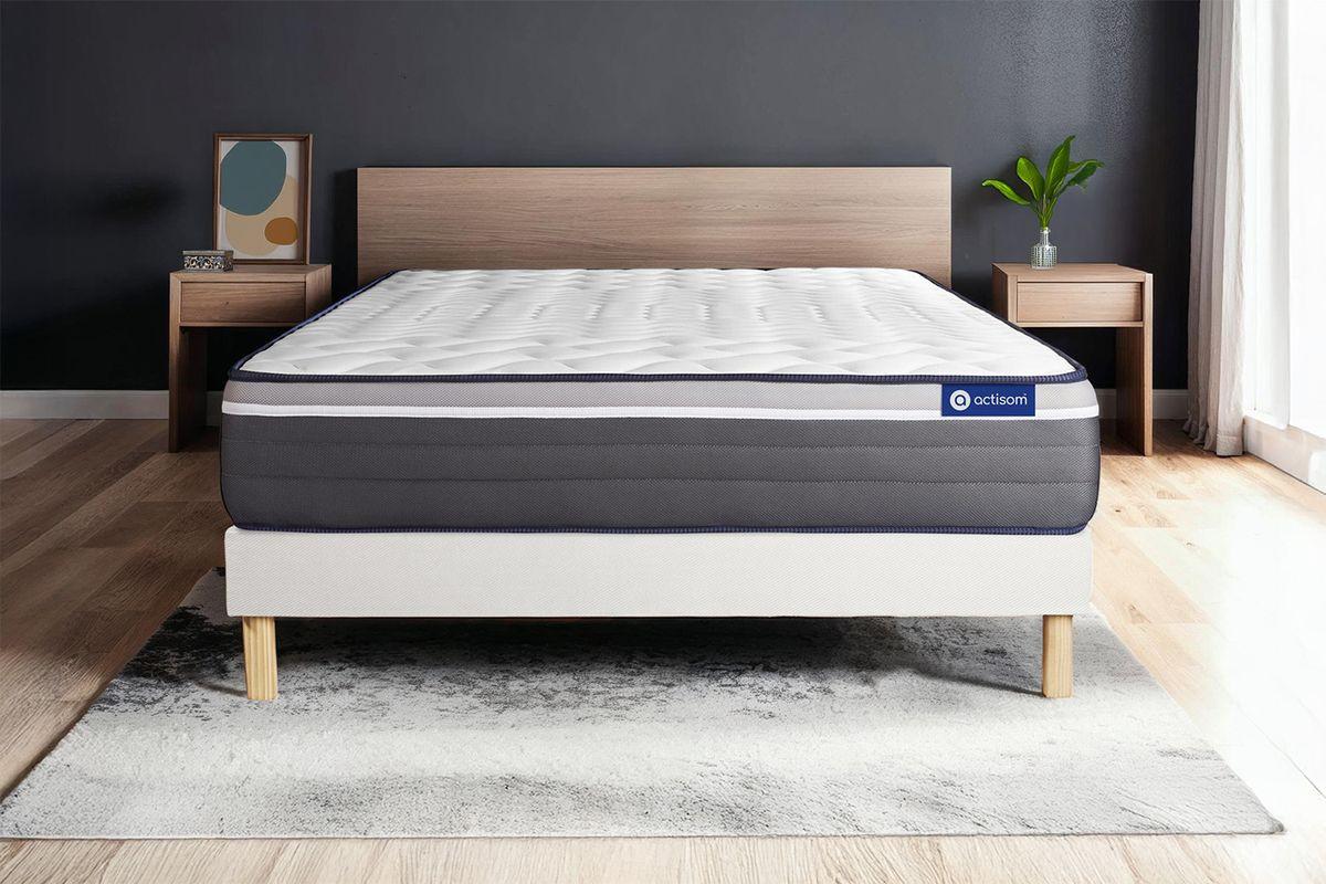 BETT Actimemo plus Memory-Schaum 80 x 200 cm h4 - Kit Bettgestell Weiß - Beige/Weiß, Karton/Holz (80/200cm) - ACTISOM