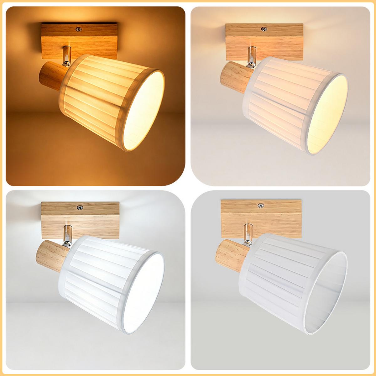 DECKENSTRAHLER Glyveth 20/13/16 cm - Weiß/Braun, Holz/Textil (20/13/16cm) - ZMH