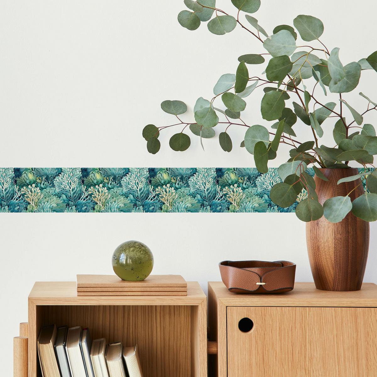 TAPETENBORDÜRE selbstklebend MEERESPFLANZEN Flora Natur - Blau/Grün, Papier (10/300/300cm) - Muralo