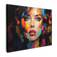 LEINWANDBILD Frau - Porträt - Farbenfroh - Kunst Wandbild 40x30 cm - Multicolor, Textil (40/30cm) - MuchoWow