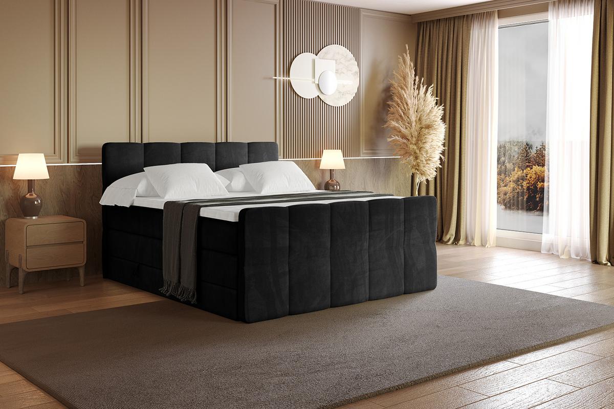 BOXSPRINGBETT mit Matratze und Lattenrost - LIRO-Z KING-180x200 - Schwarz Casablanca - Schwarz, Holzwerkstoff (180/200cm) - ALTDECOR