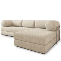 ECKSOFA KELI modulares Boneless Sofa mit Schlaffunktion Creme Boucle-Stoff - Creme, Textil (270/160cm) - MASSENO