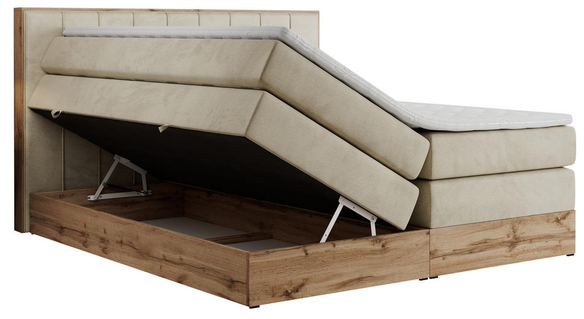 BOXSPRINGBETT BELLISSIMO KING 180/200 Beige Velvet - H4 - Beige, Holz/Textil (180/200cm) - MKS