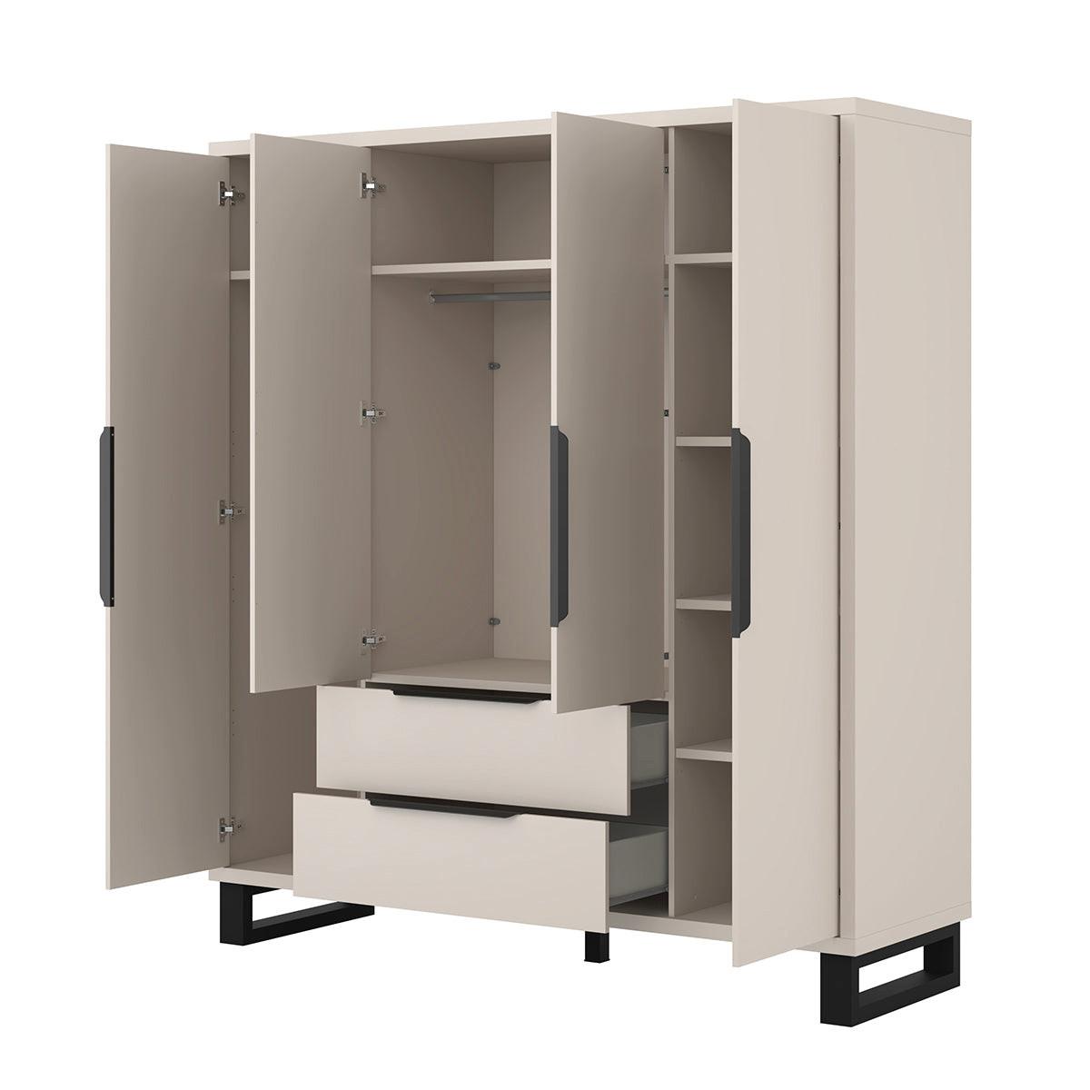 KLEIDERSCHRANK 4 Türen Eden Kaschmir - Kaschmir, Holzwerkstoff (190.7/210.3/60cm) - Petits-meubles