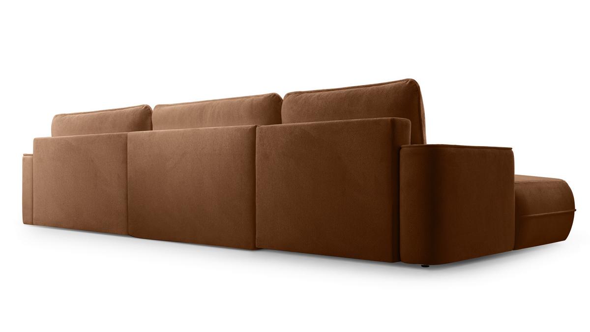 WOHNLANDSCHAFT Peoni Kupfer 364/168/87 cm mit Schlaffunktion - Dunkelorange/Schwarz, Kunststoff/Textil (364/87/168cm) - AX Living