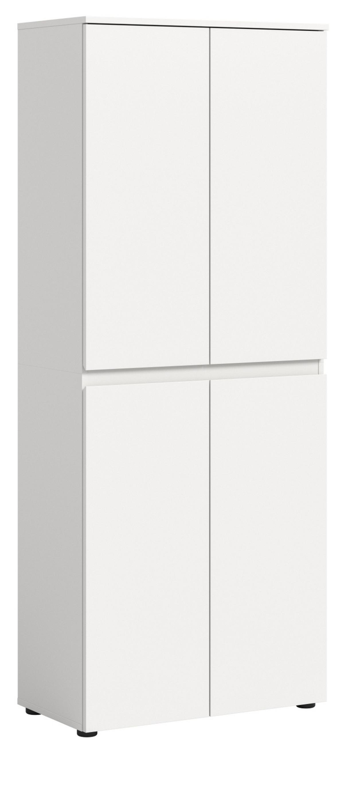 MEHRZWECKSCHRANK weiß 70 x 175 cm, Stauraumschrank 4-türig mit 9 Fächern - Schwarz/Weiß, Holzwerkstoff/Kunststoff (70/175/37cm) - Inn.Furn