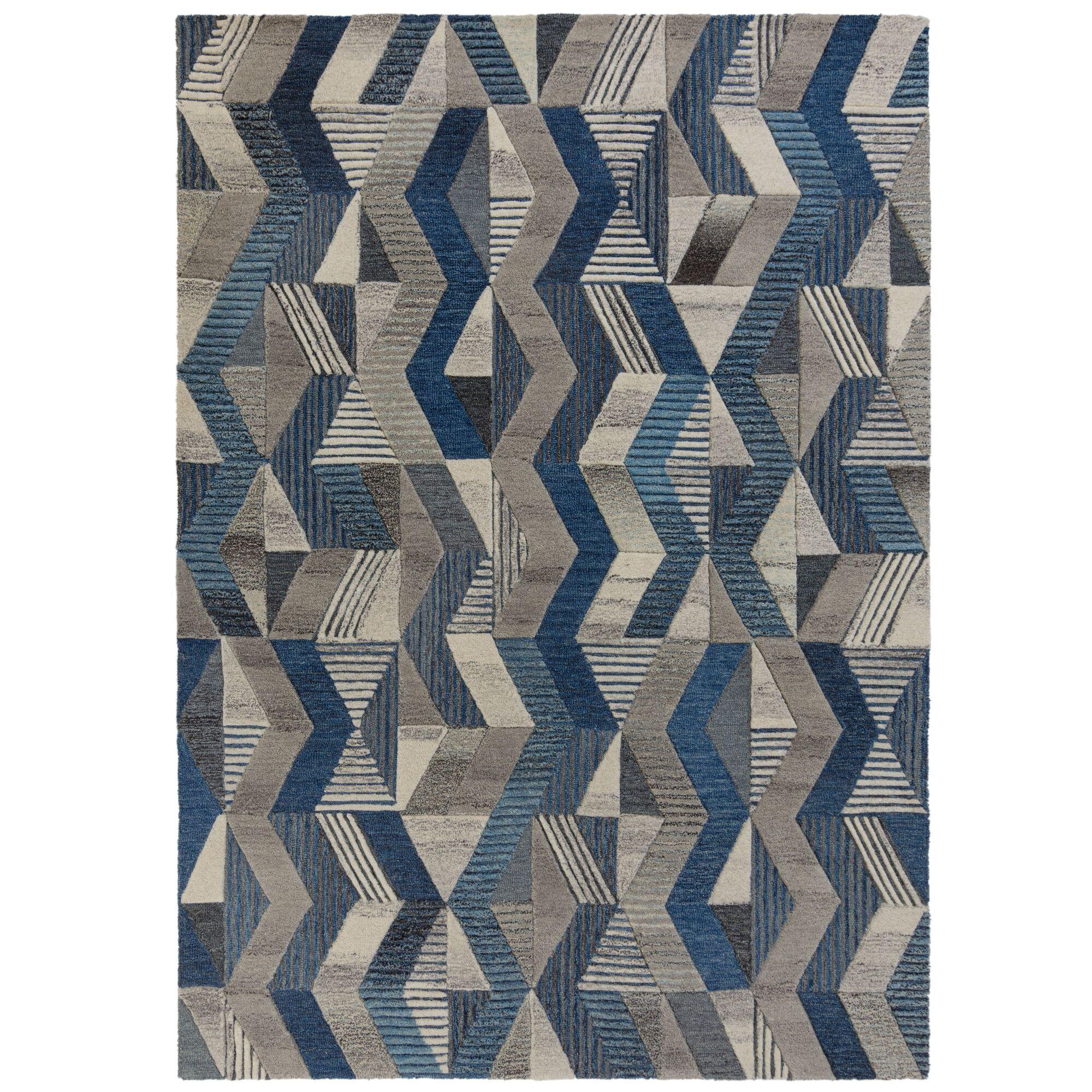 WOLLTEPPICH ESK, geometrisch, Blau, 120 x 170 cm - Blau, Textil (170/120cm) - KADIMA DESIGN
