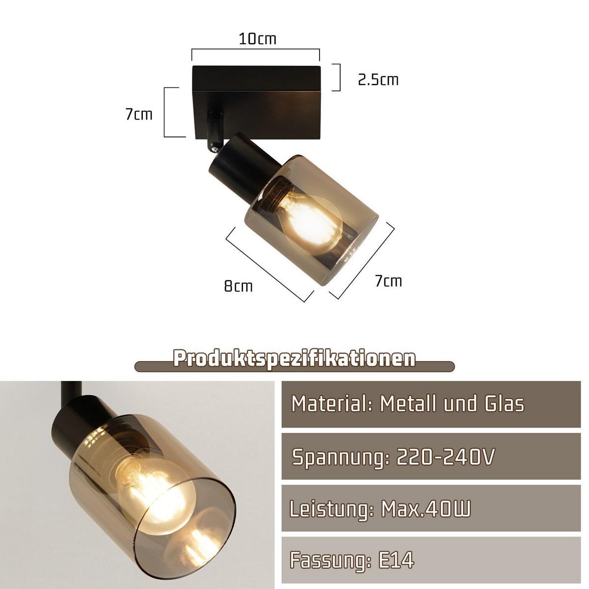 DECKENSTRAHLER Duarte1 1-flammig 13/19/10.5cm - Schwarz, Metall (13/19/10.5cm) - Nettlife