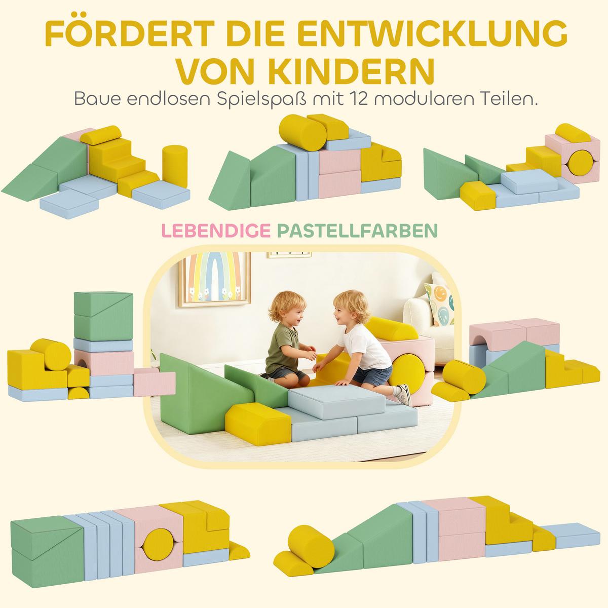 SCHAUMSTOFF Bausteine 12-tlg. Kinder Bausteinset mit Cord-Optik Bunt - Multicolor, Textil (40/160cm) - AIYAPLAY