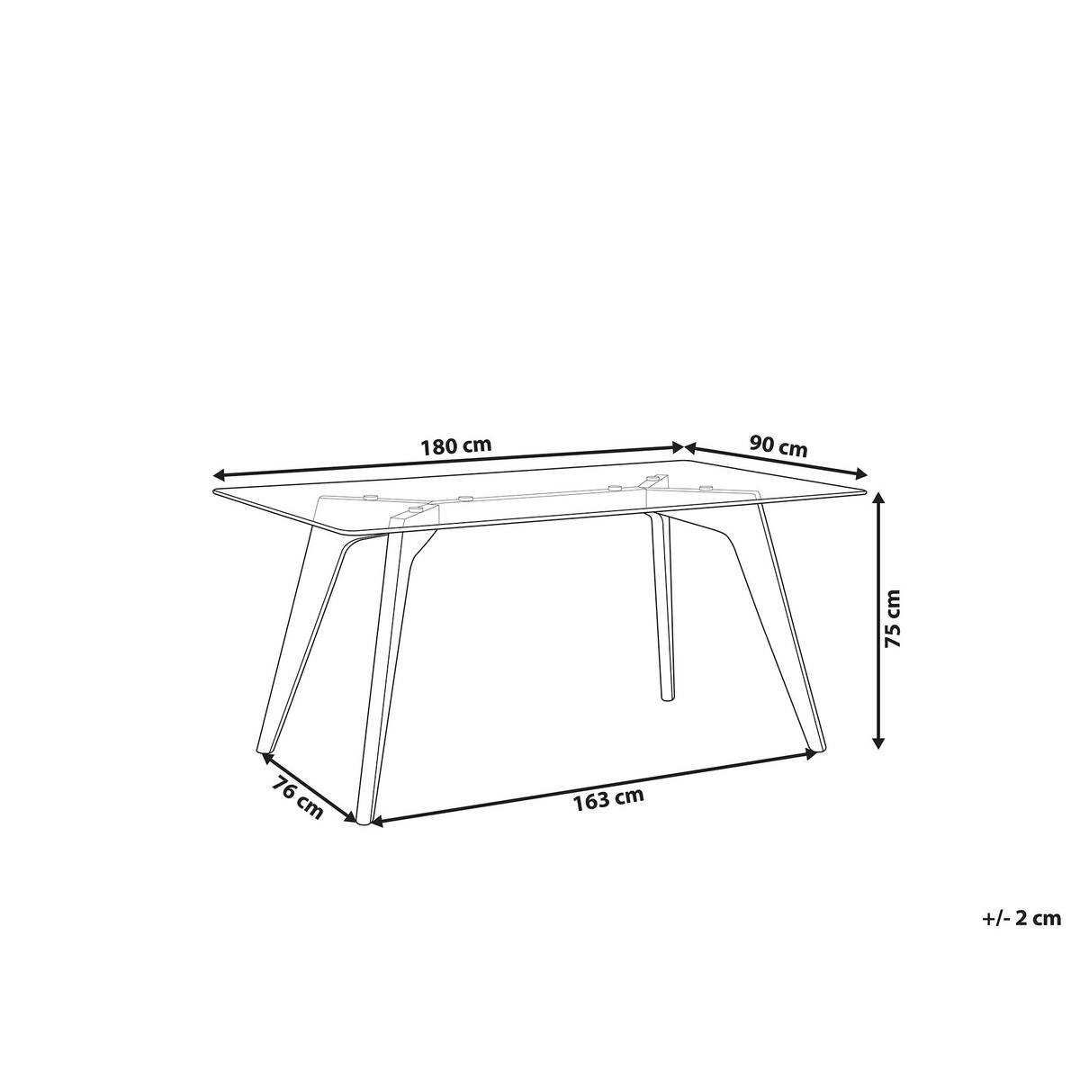 ESSTISCH Glas 180/90 cm Hudson - Hellbraun/Transparent, Glas (90/180/75cm) - Beliani