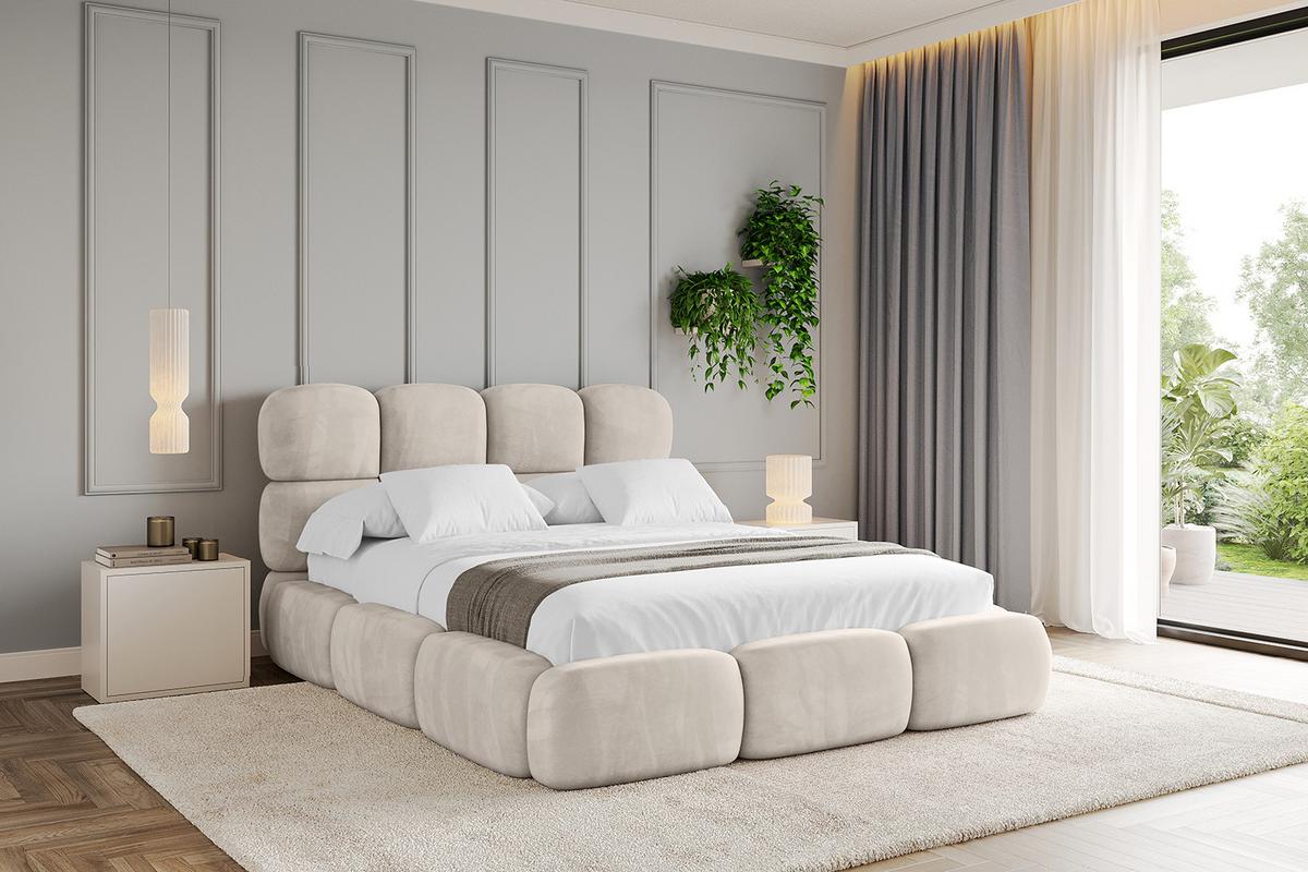 POLSTERBETT mit Bettkasten und Lattenrost, Bett mit Matratze H3/H4 - NOMA 180x200 Beige - Beige, Holzwerkstoff/Textil (180/200cm) - ALTDECOR