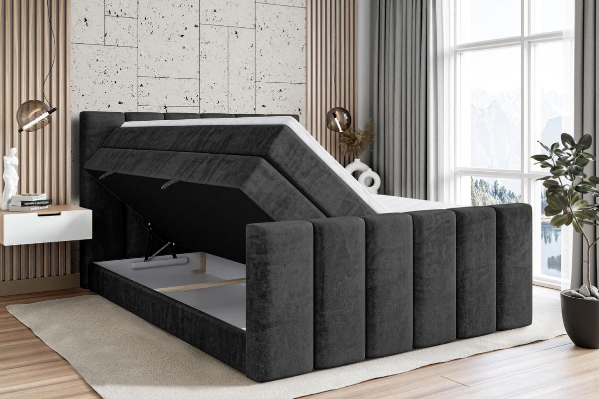BOXSPRINGBETT BOXI1-Z KING - 180x200 - H3/H4 - Schwarz - Schwarz, Holzwerkstoff (180/200cm) - ALTDECOR