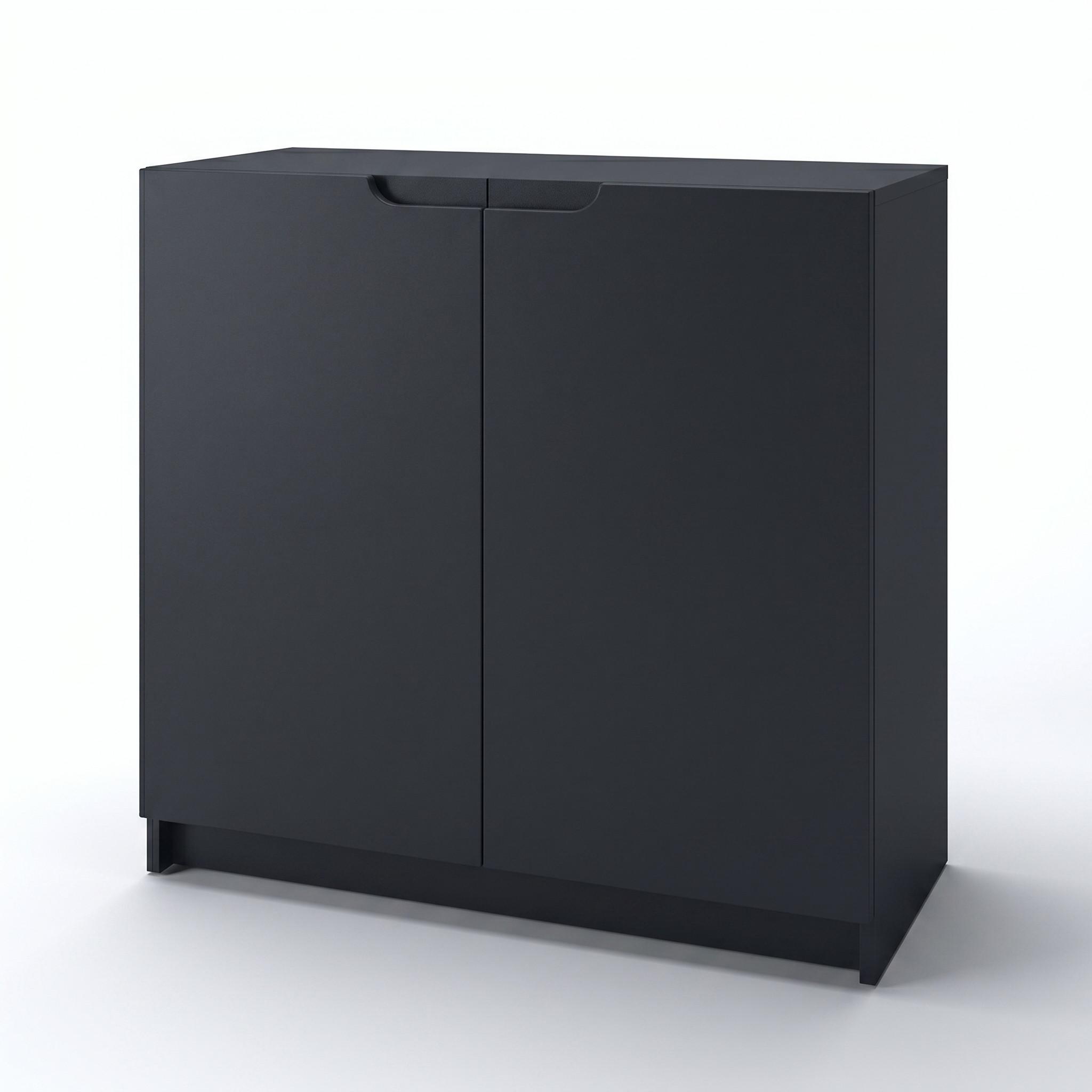 KOMMODE Logan Fronten in Schwarz matt - Schwarz, Holzwerkstoff (82/78/37cm) - Vladon