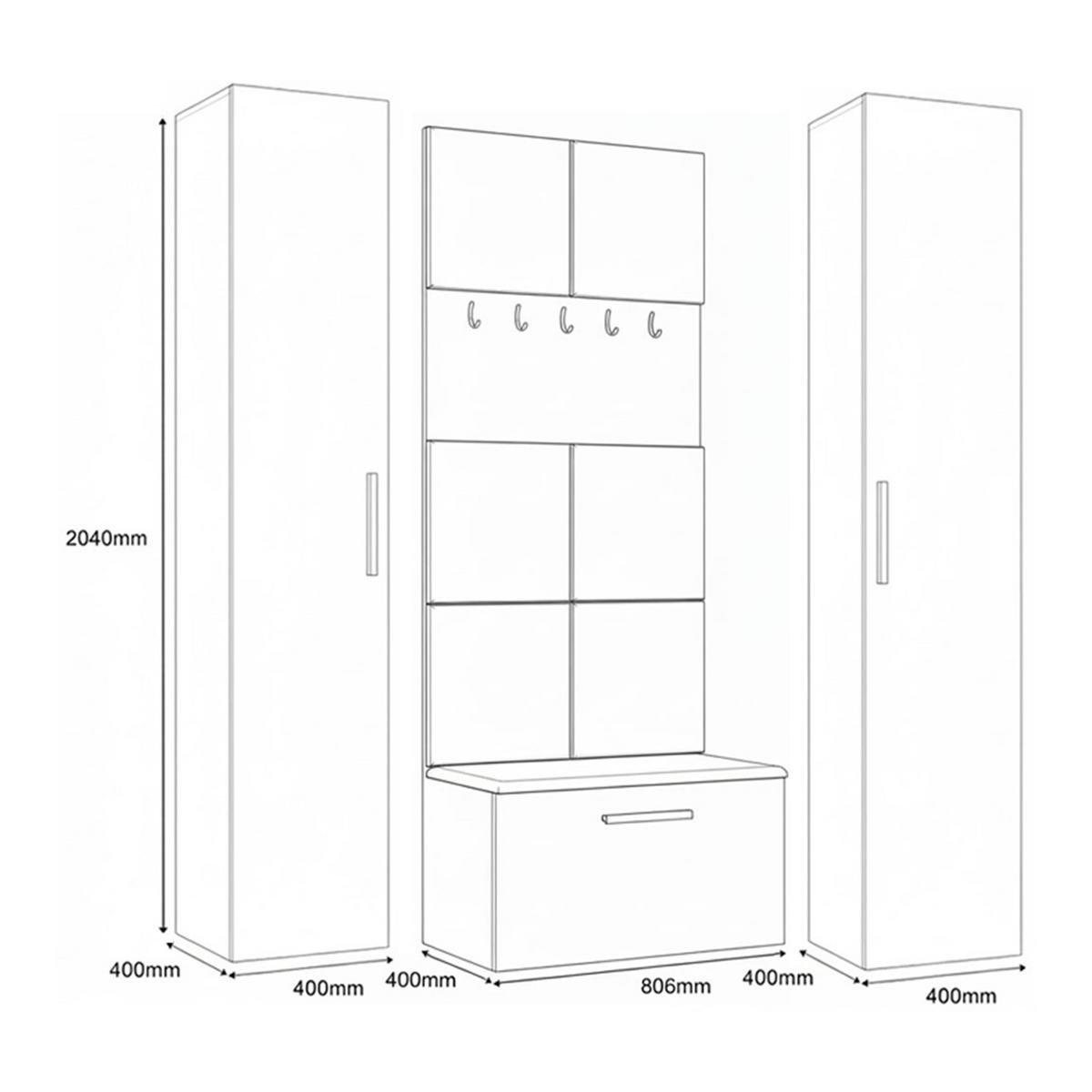 GARDEROBENSCHRANK MODULO 160,6/204/40 cm Modern Garderobe-Set Eiche Artisan - Eiche Artisan/Grau, Holzwerkstoff (160.6/204/40cm) - MASSENO