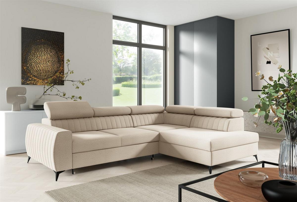ECKSOFA Toronto - Creme, Holzwerkstoff/Textil (270/200cm) - Fun Möbel