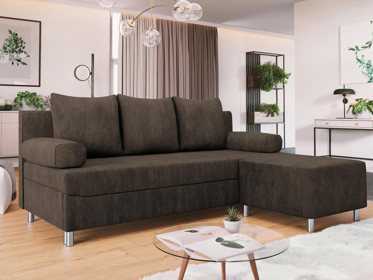 SCHLAFSOFA Dover mit Polsterhocker - Chromfarben/Dunkelbraun, Holz/Kunststoff (192/86/80cm) - MIRJAN24