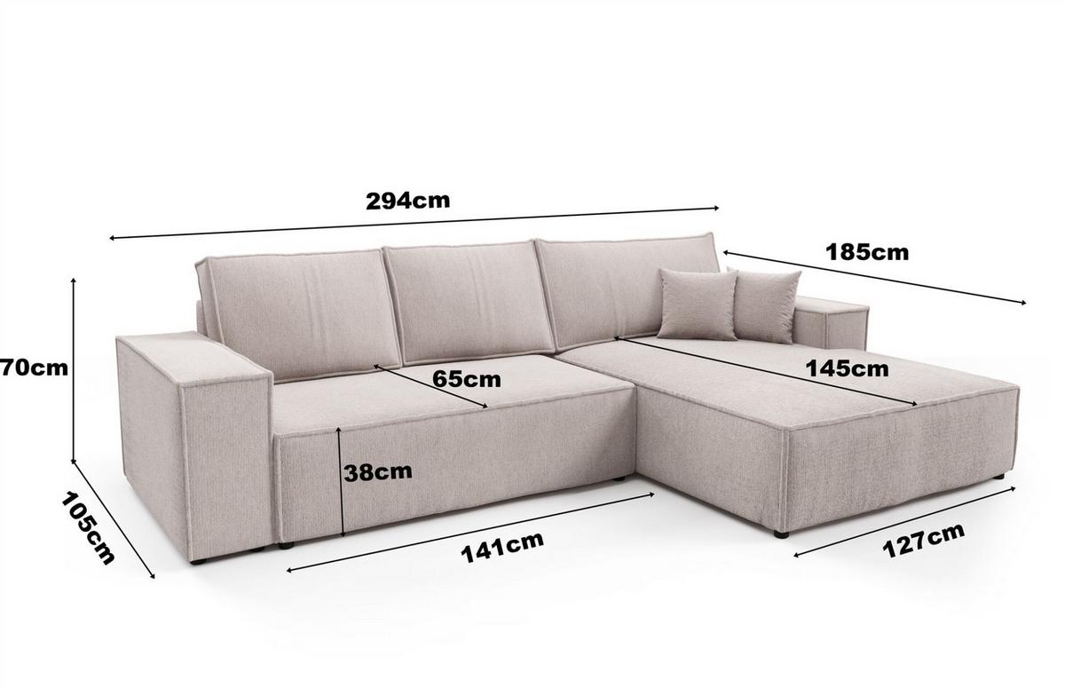 ECKSOFA Levio - Altrosa, Holzwerkstoff/Textil (294/185cm) - Fun Möbel