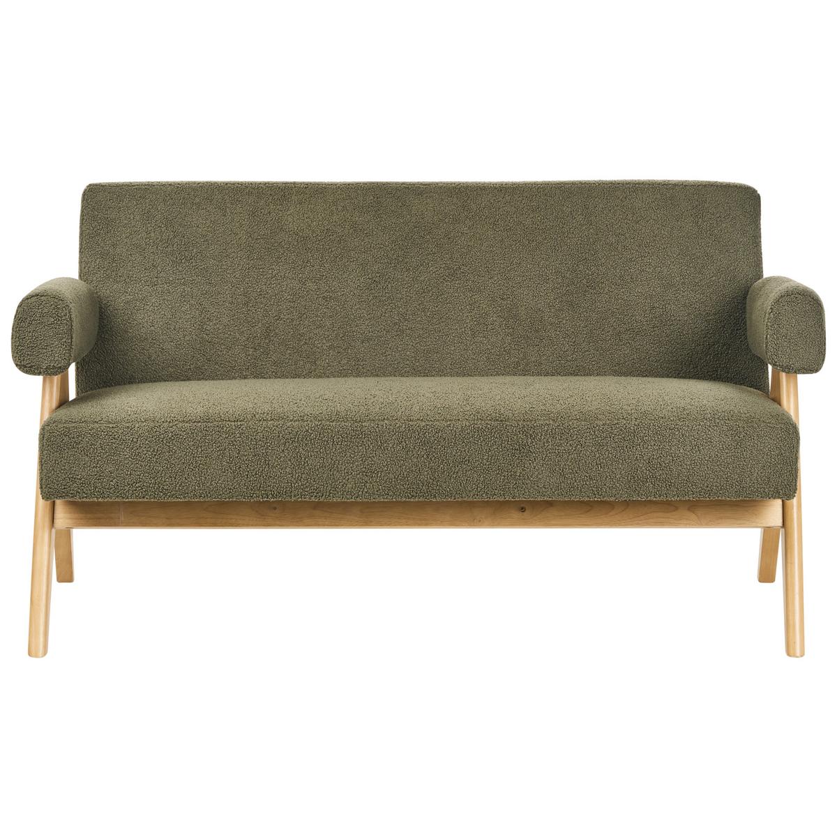 SOFA-SET Bouclé Grün/Hellbraun Tamre - Olivgrün/Braun, Textil (148/79/78cm) - Beliani