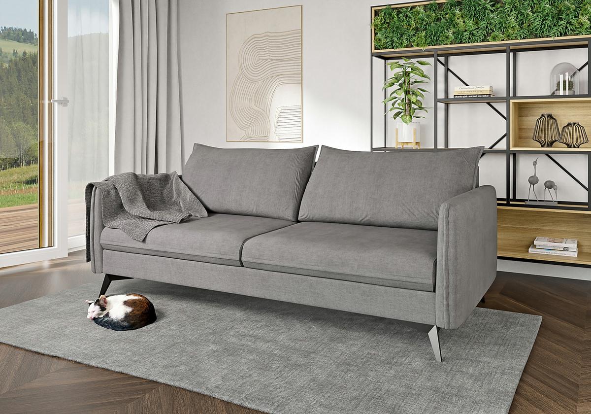 3-SITZER-SOFA Pulse Grau Luxusmicrofaser - Schwarz/Grau, Holz/Textil (199/86/91cm) - S-Style Möbel