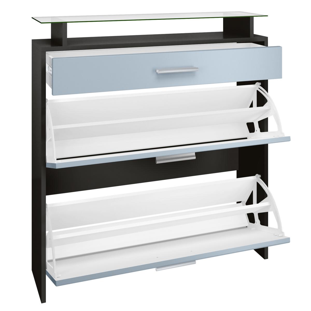 SCHUHSCHRANK Malea Front in Sandgrau Hochglanz - Sandfarben, Holzwerkstoff (89/96/23cm) - Vladon