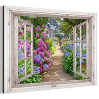 METALLBILD Hortensie - Durchsichtig - Blumen - Sommer - Lila - Weg 30x20 cm - Lila, Metall (30/20cm) - MuchoWow