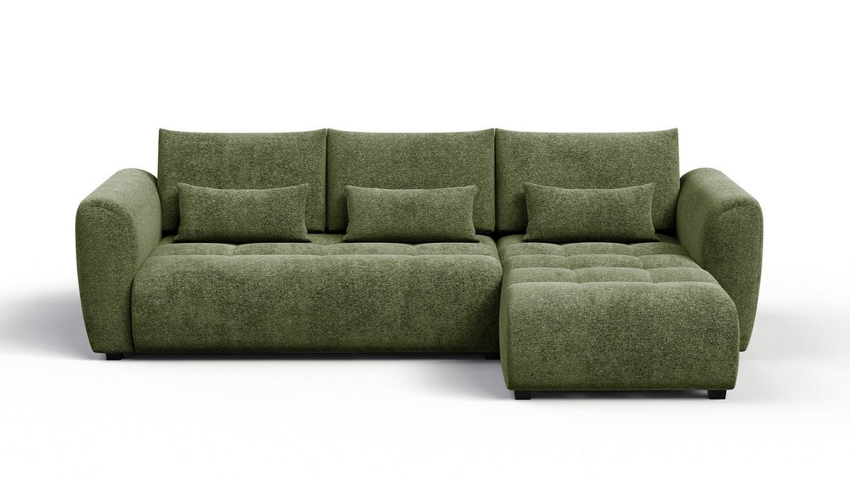 ECKSOFA SORENO 4-Sitzer, dunkelgrün - Dunkelgrün/Schwarz, Holz/Textil (293/171cm) - Wozimo
