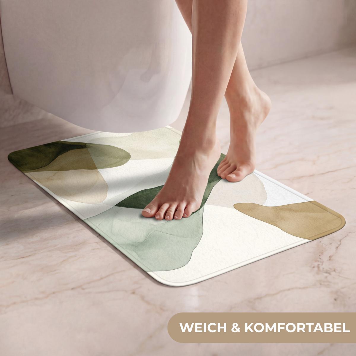 WC-VORLEGER Japandi - Abstrakt - Grün WC Teppich 40x60 cm - Grün, Textil (40/1cm) - OnlyWow