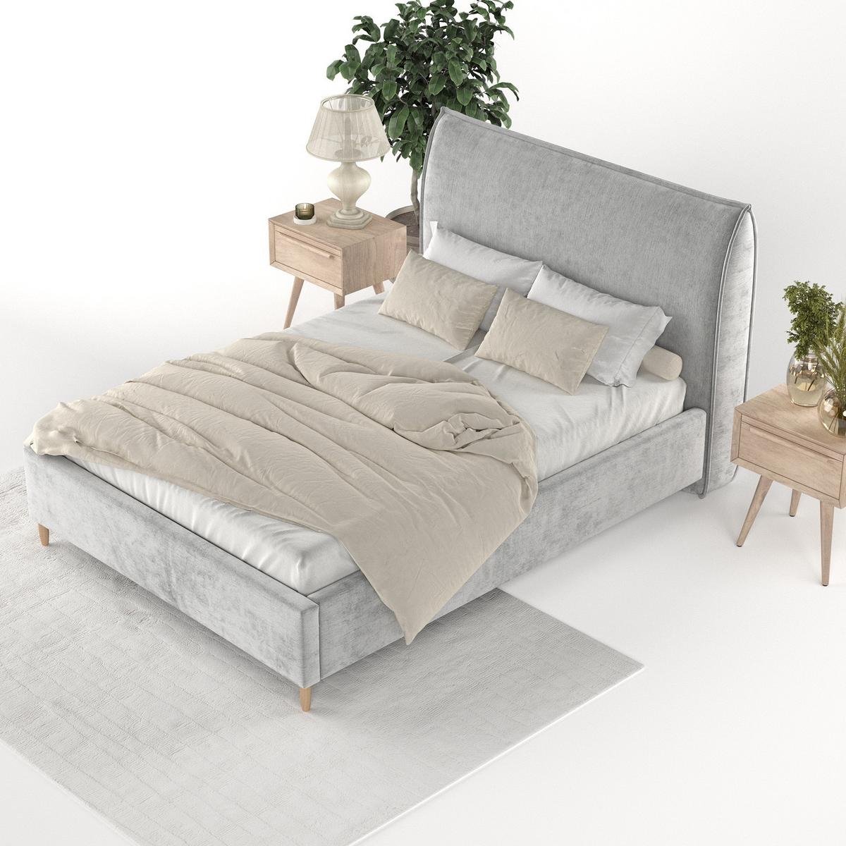 POLSTERBETT Mira 120/200 cm Hellgrau im Lotta Stoff - Hellgrau/Naturfarben, Holz/Holzwerkstoff (120/200cm) - AltaBeds