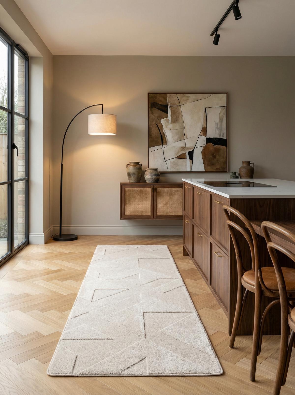 TEPPICH Kurzflor Waschbar LAVAREDO in Creme, geometrisch, 80 x 250 cm - Beige, Textil (250/80cm) - KADIMA DESIGN