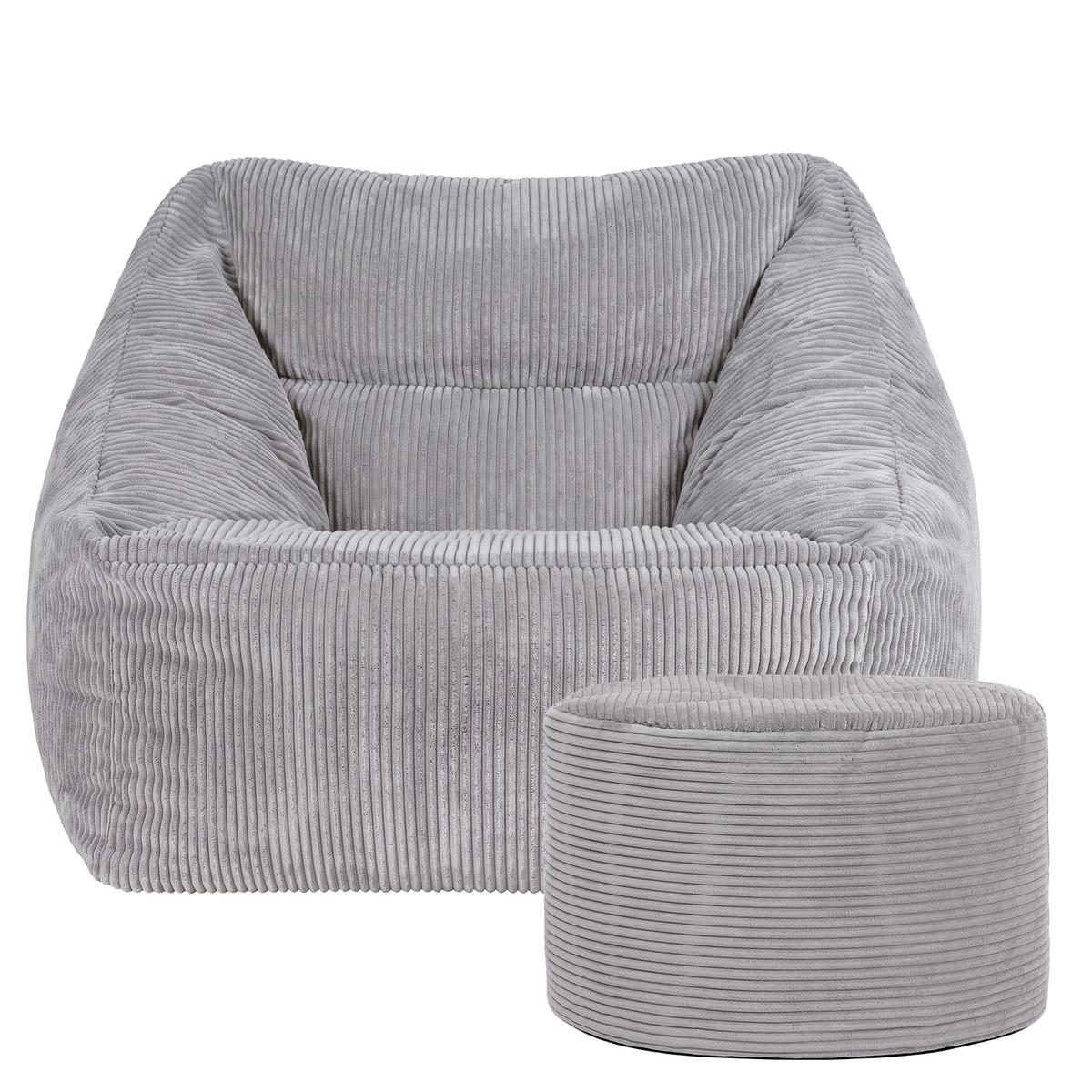 SITZSACK Sessel Natalia mit Sitzpouf - Hellgrau, Textil (97/73/84cm) - icon