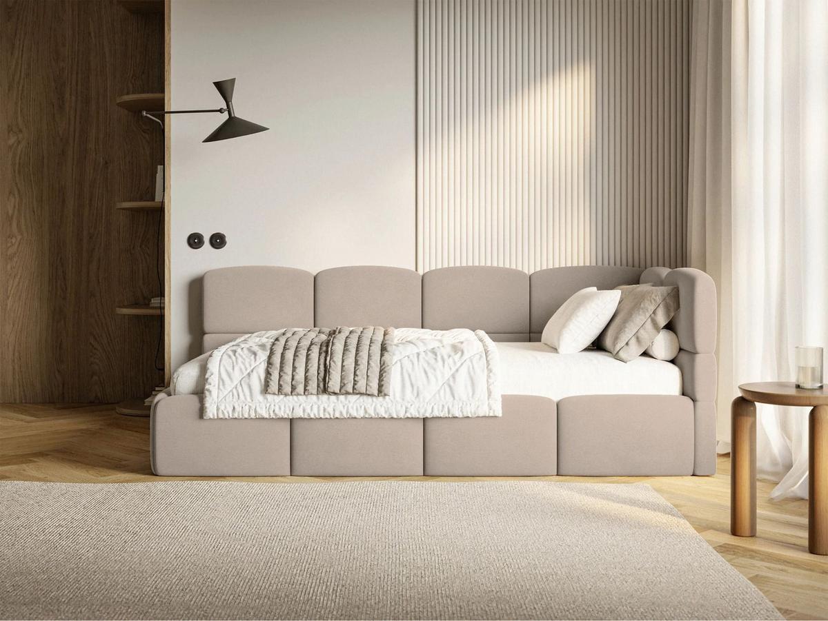 JUGENDBETT Cloudy Beige 120 x 200 cm - Beige/Schwarz, Kunststoff/Textil (120/200cm) - Selsey