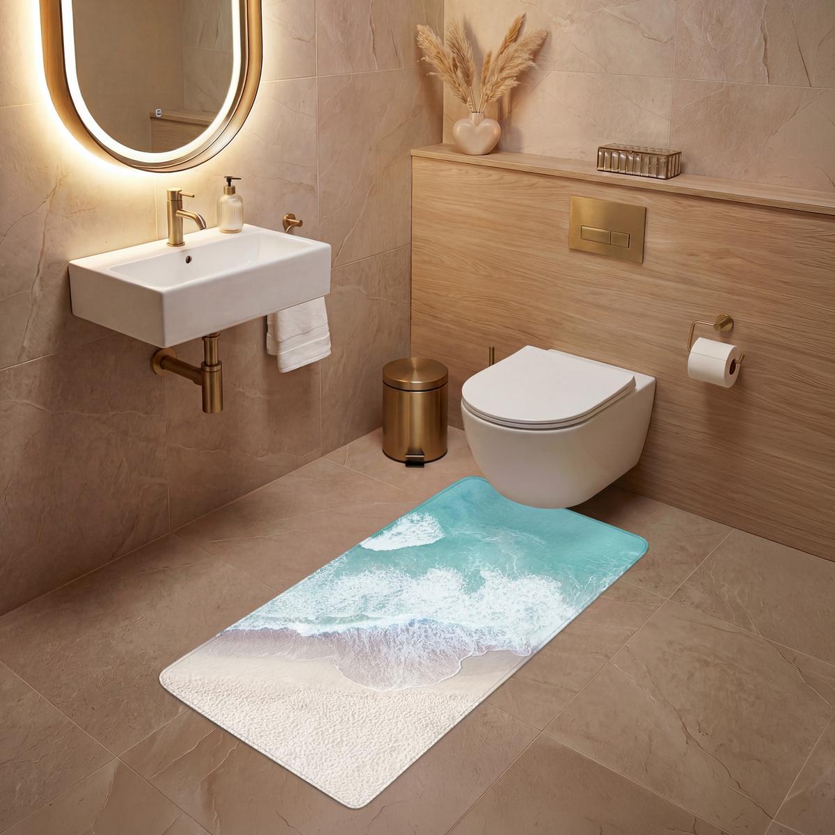 WC-VORLEGER Strand - Meer - Natur - Sommer Toilettenvorleger 60x120 cm - Türkis, Textil (60/1cm) - OnlyWow
