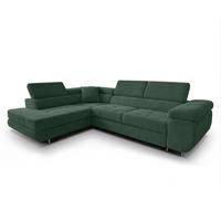ECKSOFA L Form Konak Flaschengrün 276/201/90 cm Links mit Schlaffunktion - Dunkelgrün/Silberfarben, Textil/Metall (203/276cm) - AX Living