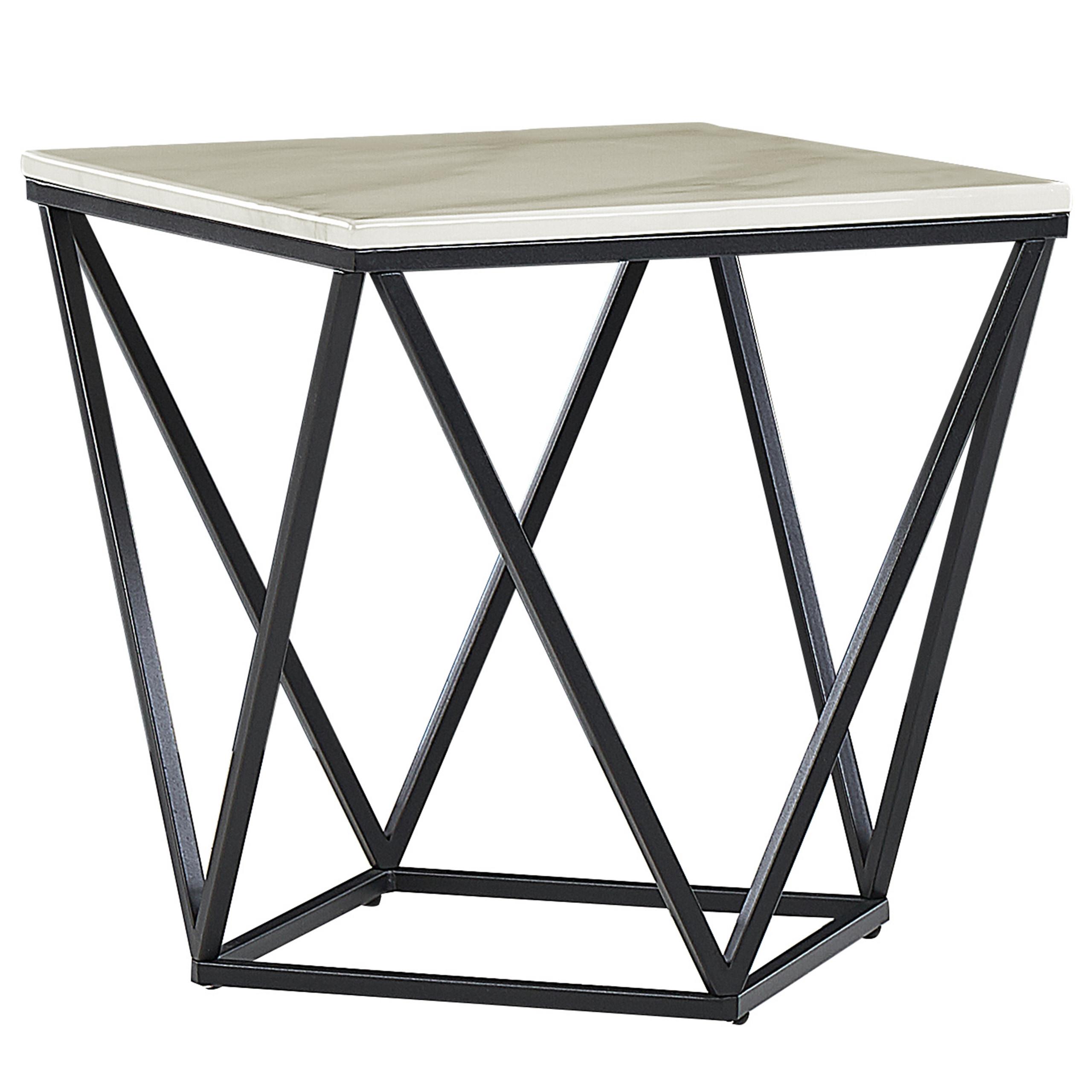 BEISTELLTISCH Marmor Optik beige/schwarz quadratisch 50/50 cm Malibu - Beige/Schwarz, Holzwerkstoff (50/50/50cm) - Beliani