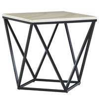 BEISTELLTISCH Marmor Optik beige/schwarz quadratisch 50/50 cm Malibu - Beige/Schwarz, Holzwerkstoff (50/50/50cm) - Beliani