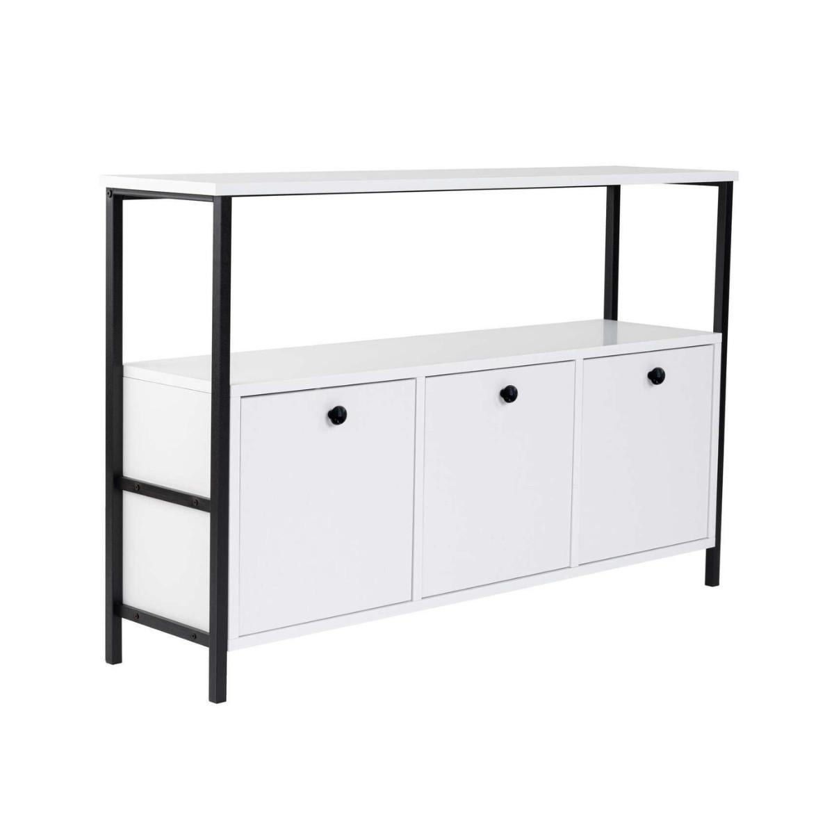SIDEBOARD mit 3 Türen und 1 oberer Ablagefläche 120/29,5/77 cm - Schwarz, Holzwerkstoff (29.5/77/120cm) - Calicosy